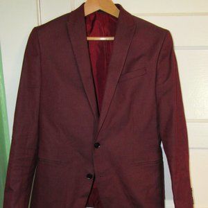 jf J. Ferrar Slim Fit Blazer | 38-40 R / Medium | Burgundy / Maroon